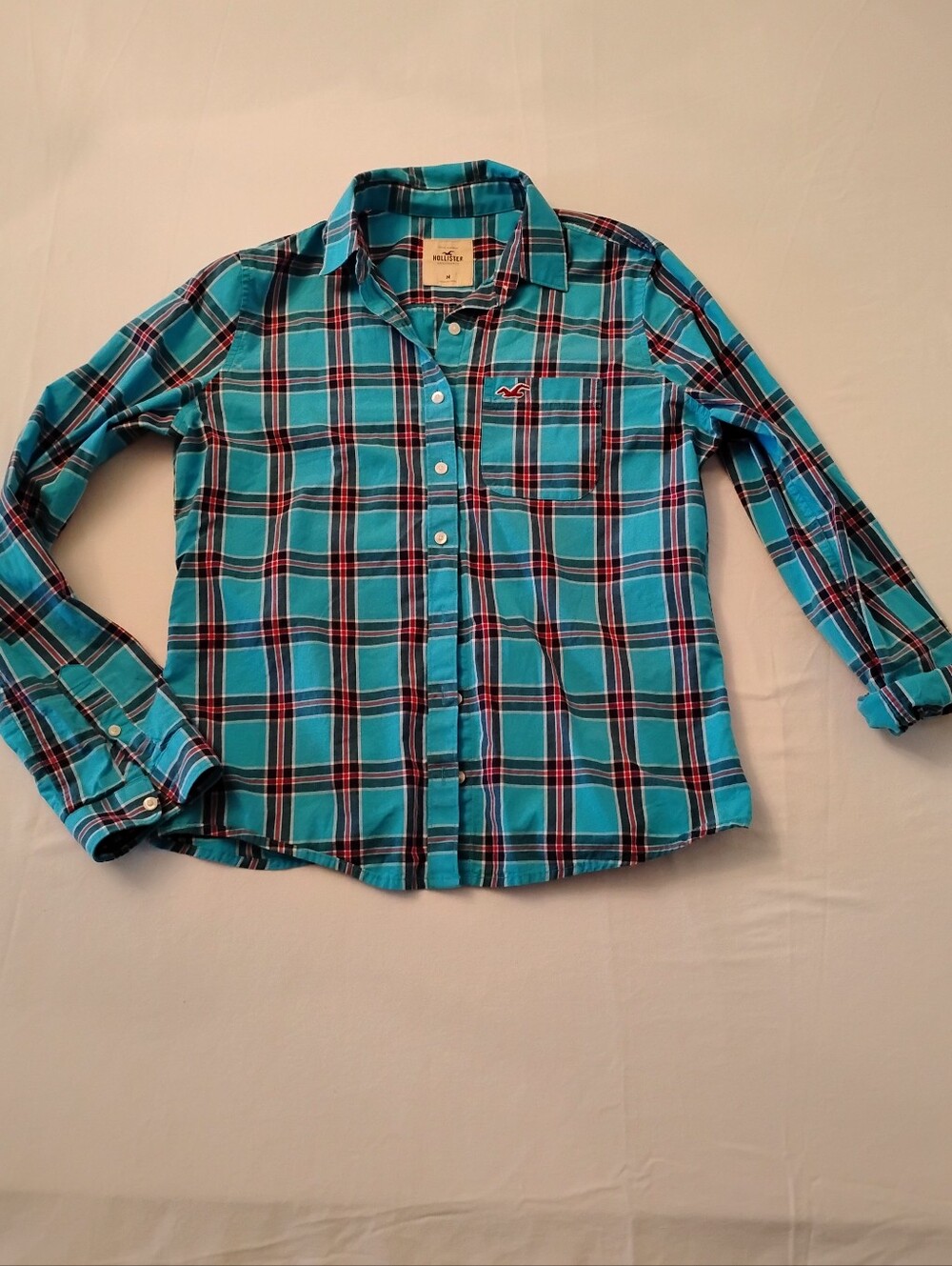 Hollister Teal Plaid Button-Down Shirt